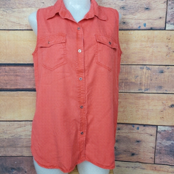 Buffalo David Bitton Tops - Buffalo Sleeveless Top button Down Light Blouse Size Small